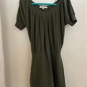 LOFT Merino Wool Blend Olive Green Mini Dress